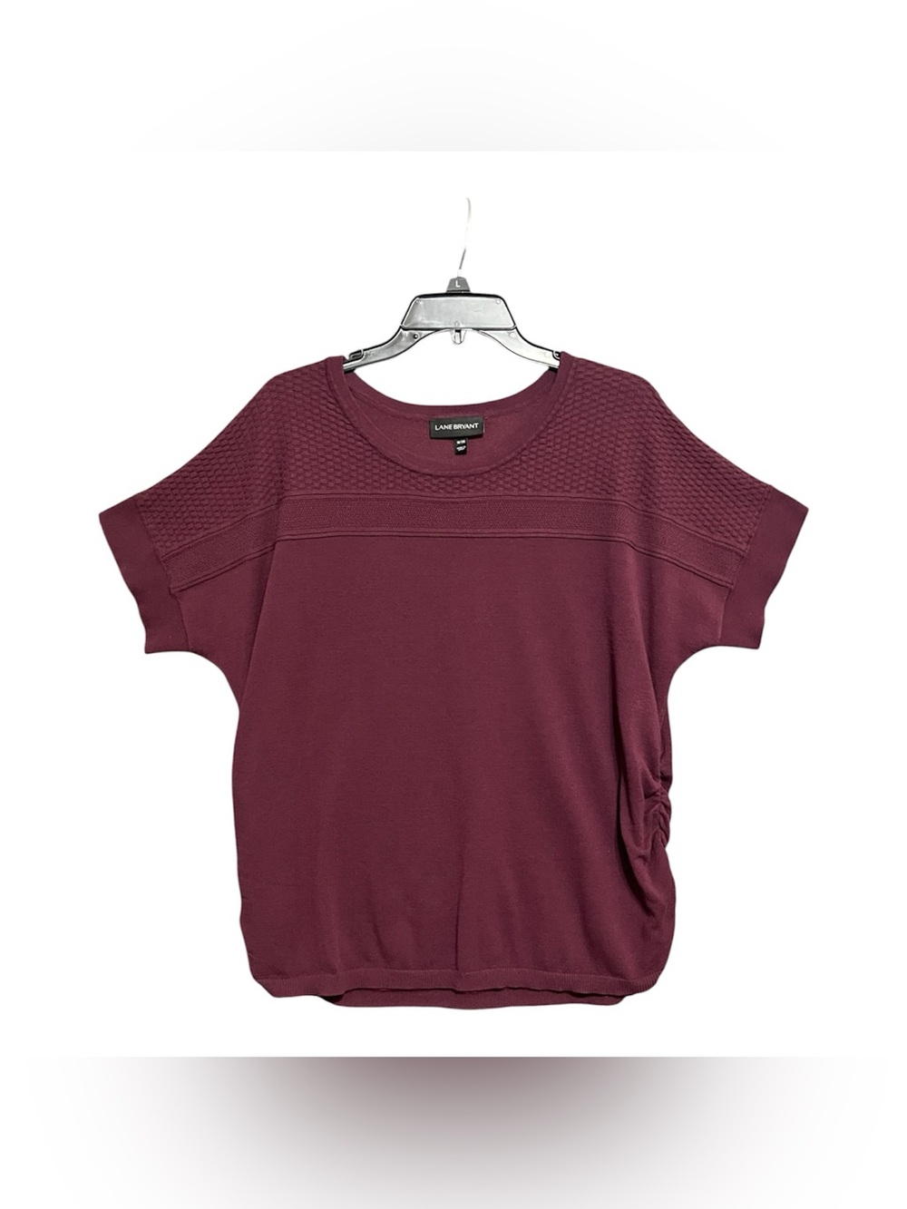Lane Bryant Plus Purple 18/20 Roll Tabbed Sleeve Scoop Neck Sweater Knitted